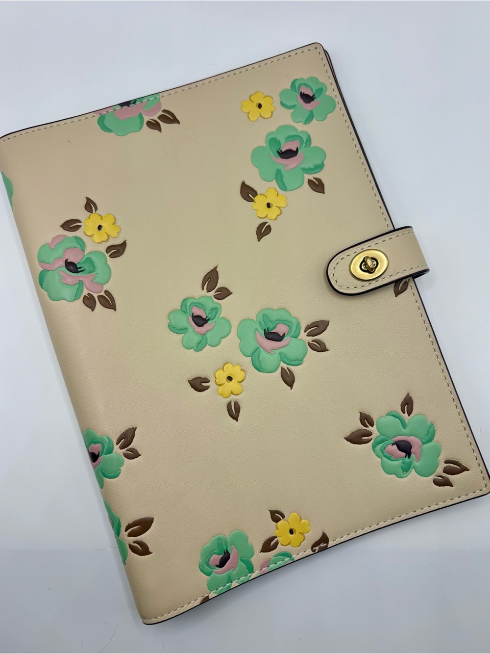 Coach Floral Turnlock Leather Notebook Cover - Rare
